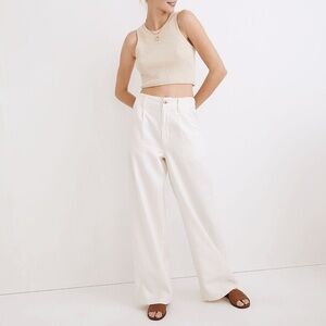 Madewell Cotton-Linen Pleated Wide-Leg Pants